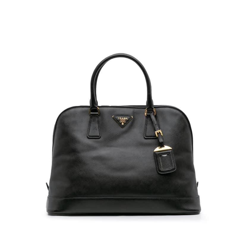 Prada Large Saffiano Lux Open Promenade Satchel Black Leather Good condition - Front View