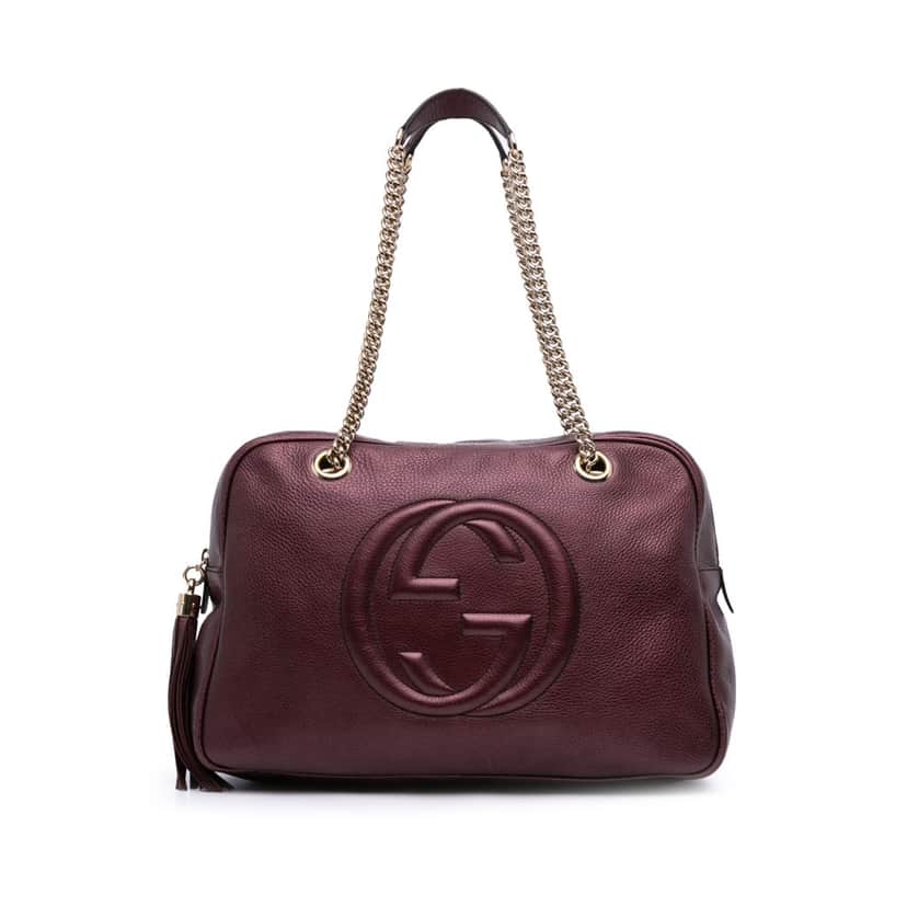 Gucci Metallic Leather Soho Chain Shoulder Red Leather Good condition - Front View