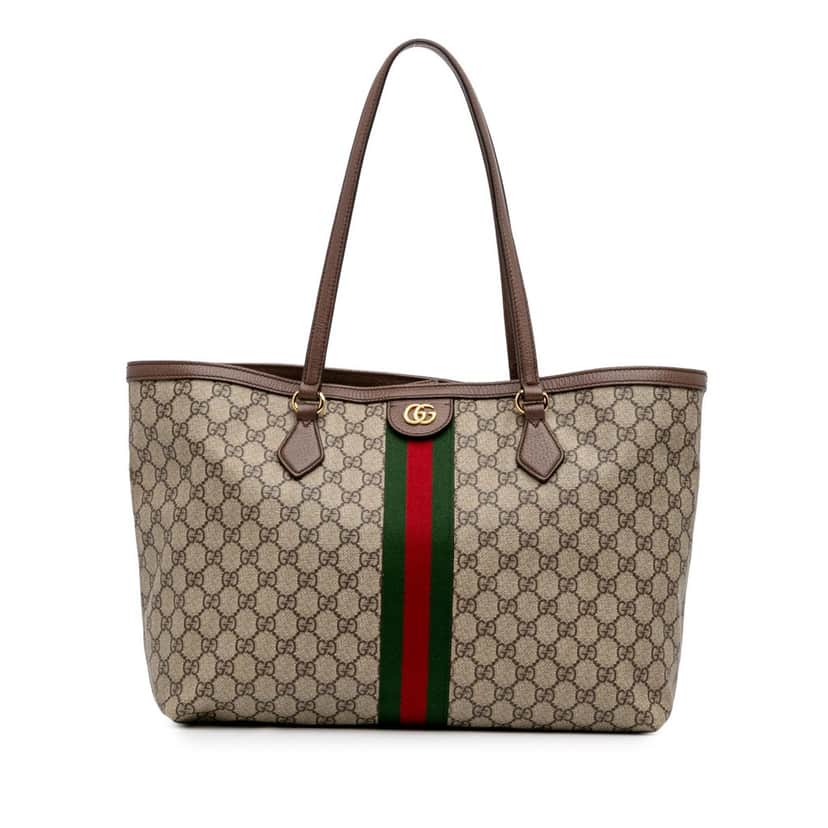 Gucci Medium GG Supreme Ophidia Tote Brown Canvas Good condition - Front View