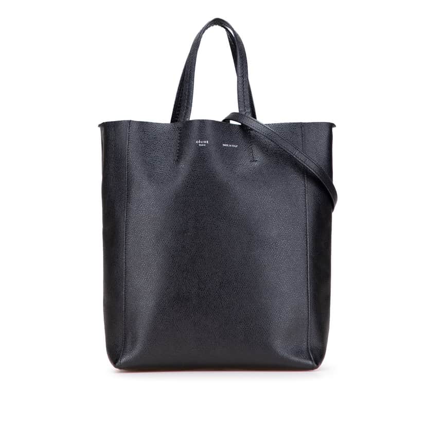 Celine Small Grained Calfskin Vertical Cabas Satchel Black Leather Good condition - Front View