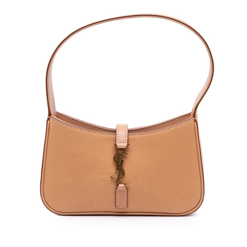 Saint Laurent Mini Smooth Calfskin Le 5 a 7 Hobo Brown Leather Very good condition - Front View