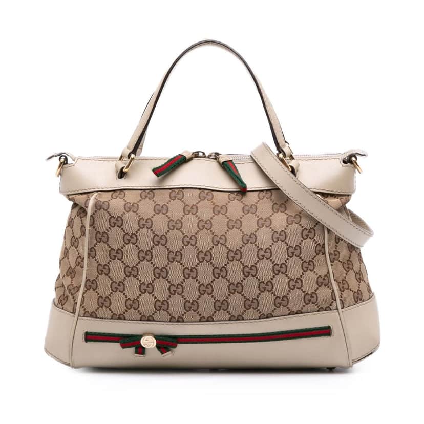 Gucci Small GG Canvas Web Mayfair Satchel Brown Canvas Good condition - Front View