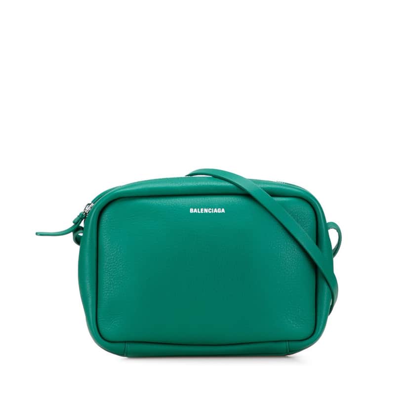 Balenciaga Leather Logo Everyday Camera Bag S Green Leather Good condition - Front View