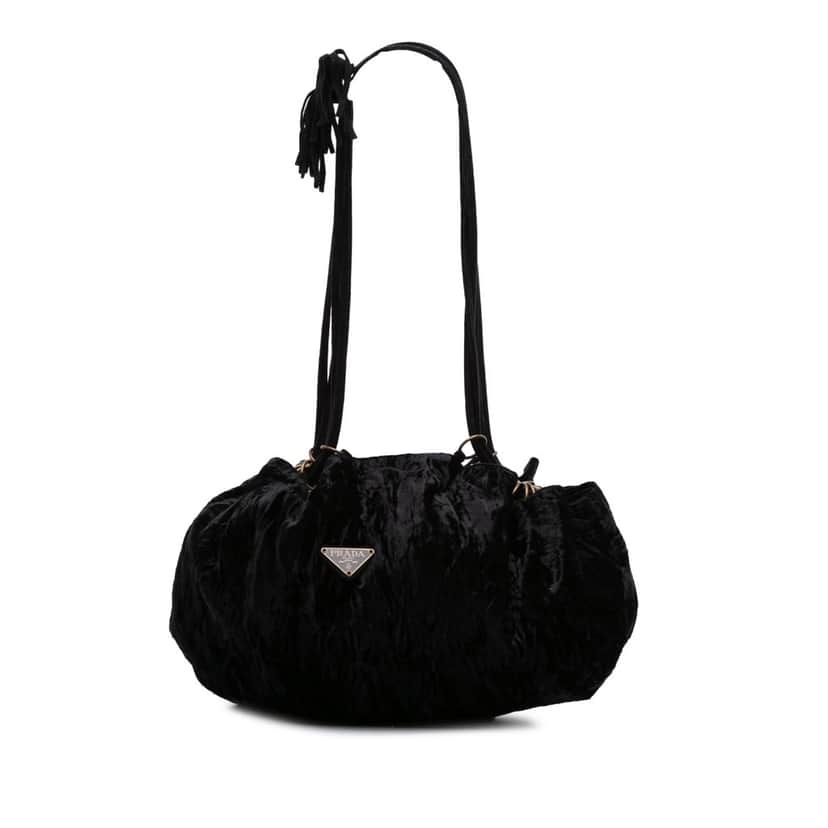 Prada Velvet Shoulder Bag Black Velvet Good condition - Front View