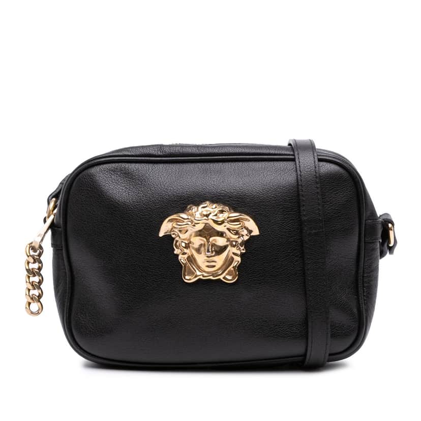 Versace Calfskin Palazzo Medusa Camera Bag Black Leather Good condition - Front View