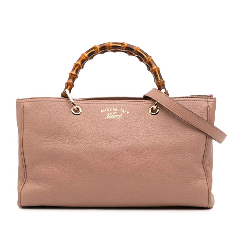 Gucci Medium Calfskin Bamboo Shopper Satchel Pink Leather Good condition - Front View