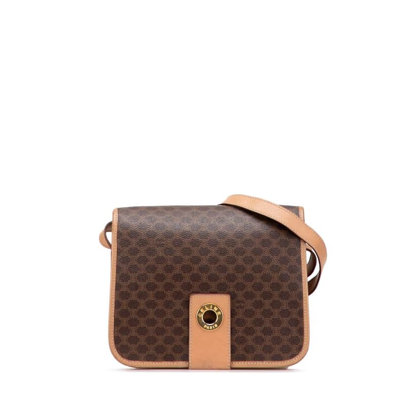 Celine Macadam Coated Canvas Crossbody Brown Canvas Fair condition - Front View