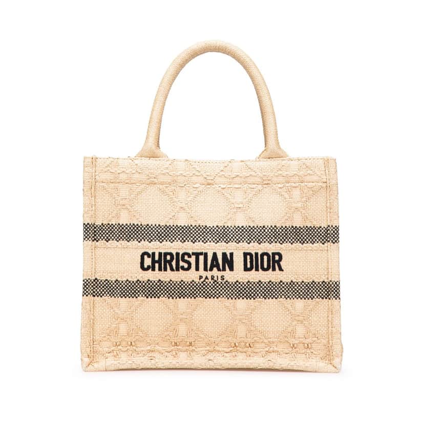 Dior Small Raffia Cannage Book Tote Brown Good condition - Front View