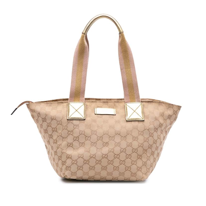 Gucci GG Canvas Web Tote Brown Canvas Good condition - Front View