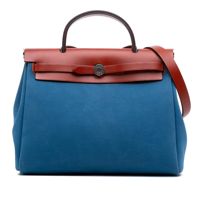 Hermès Toile Herbag Zip 31 Blue Canvas Good condition - Front View