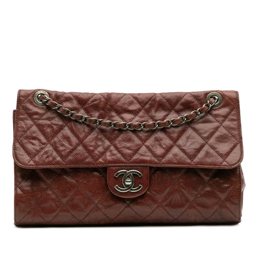 Chanel Jumbo Quilted Glazed Caviar CC Crave Flap Red Leather Good condition - Front View