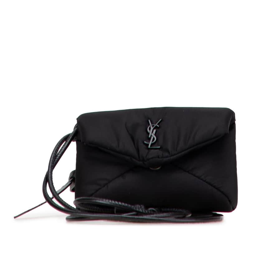 Saint Laurent Mini Nylon Cassandre Envelope Pouch Black Good condition - Front View
