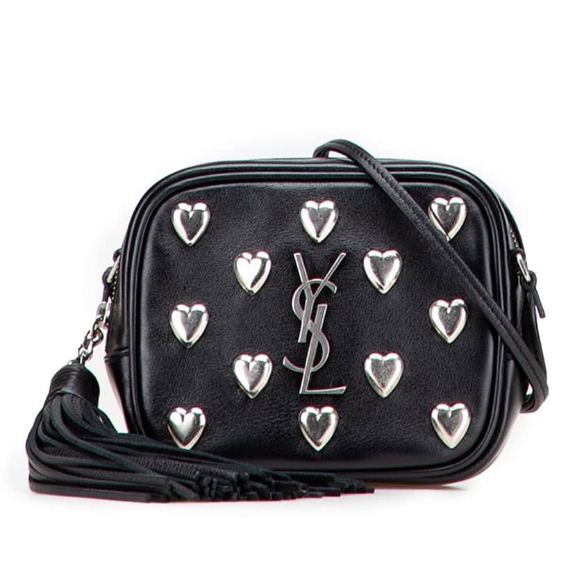 Saint Laurent Studded Calfskin Monogram Heart Blogger Crossbody Black Leather Good condition - Front View