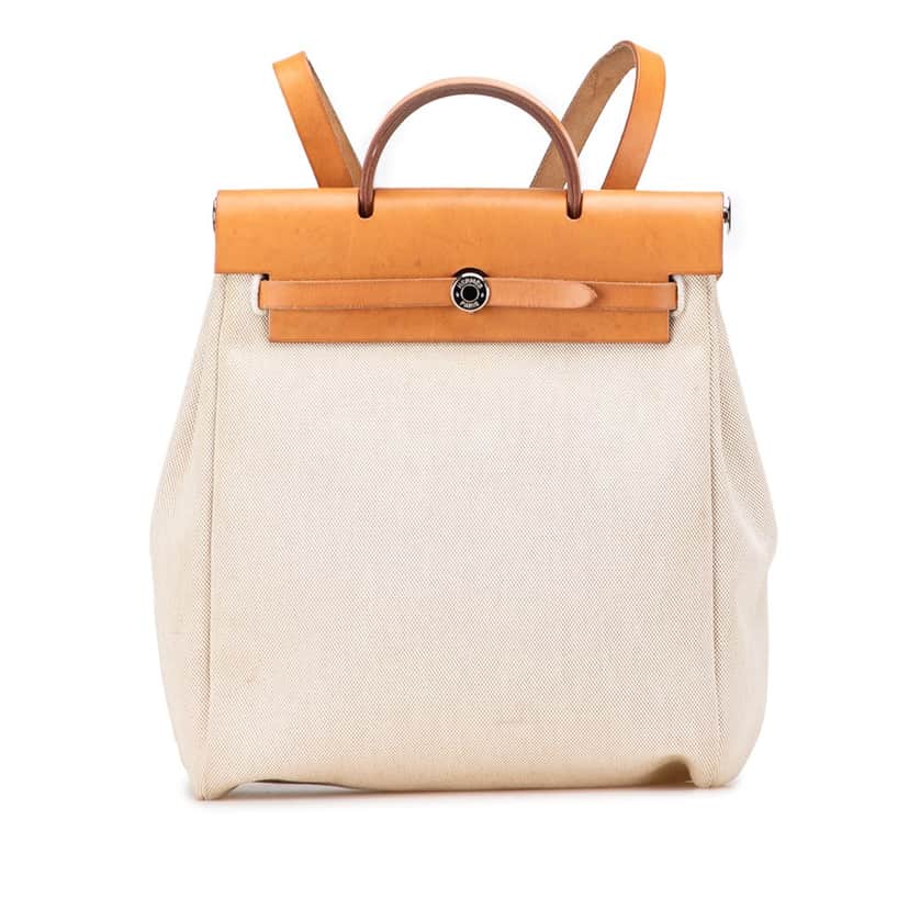 Hermès Toile Herbag Backpack PM Brown Canvas Good condition - Front View