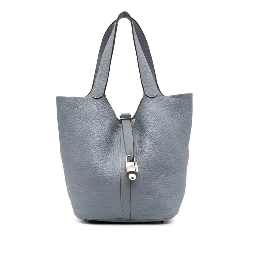 Hermès Clemence Picotin Lock 26 Blue Leather Good condition - Front View