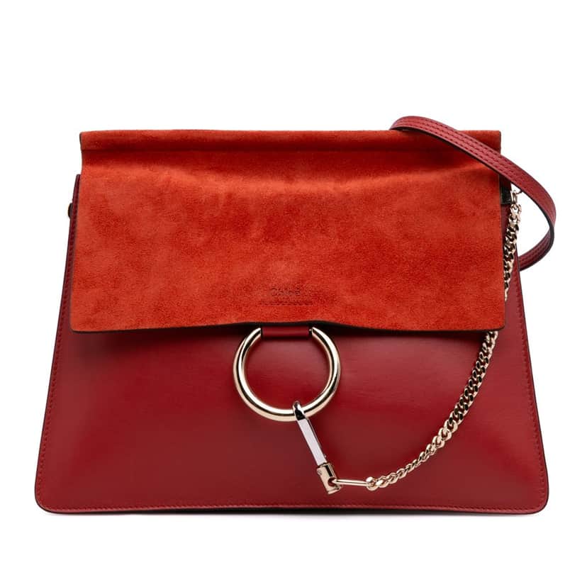 Chloé Medium Calfskin and Suede Faye Crossbody Red Leather Good condition - Front View
