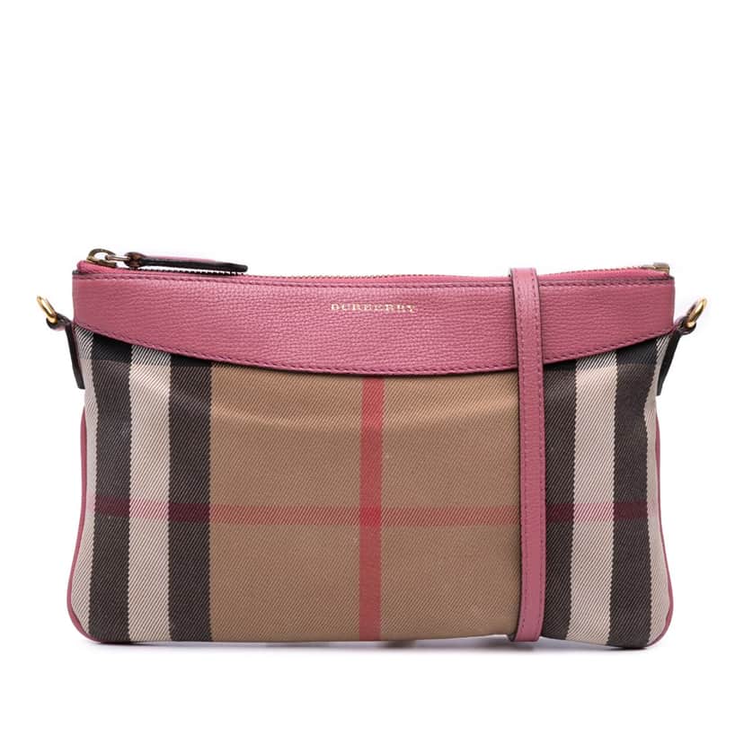 Burberry House Check Canvas Derby Peyton Crossbody Brown Canvas Good condition - Front View