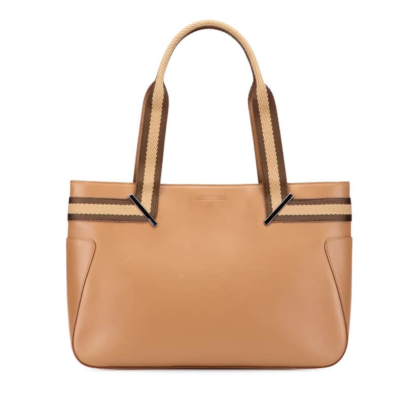 Gucci Leather Web Handbag Brown Leather Good condition - Front View