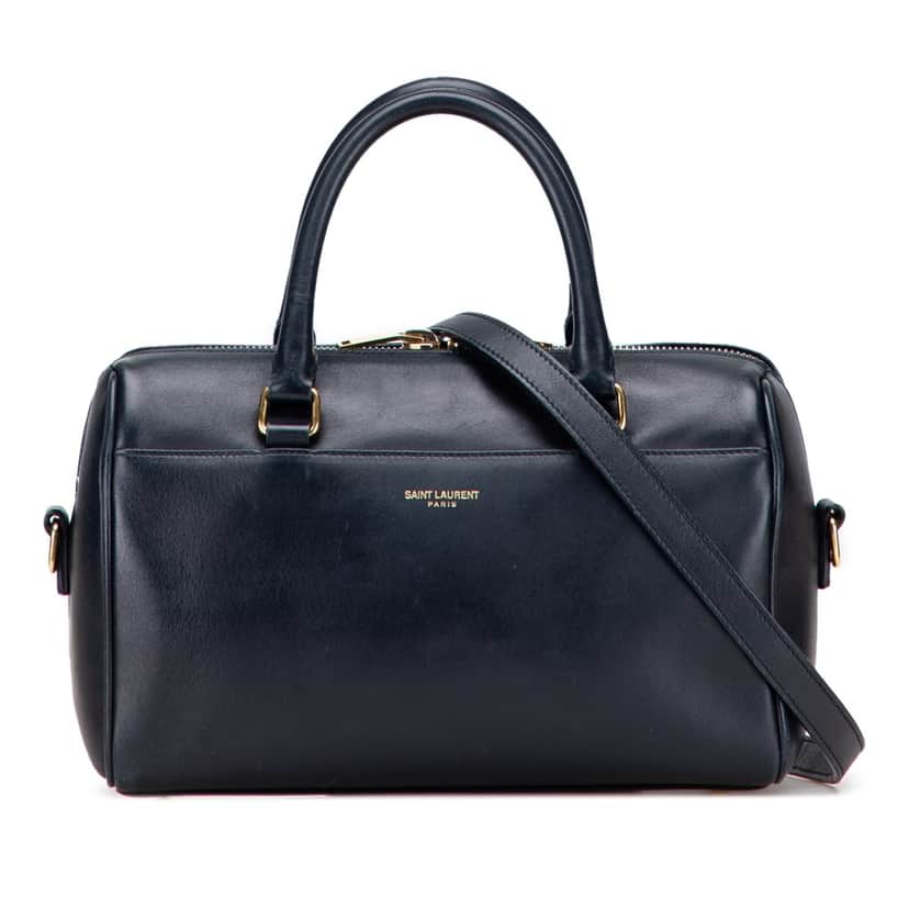 Saint Laurent Baby Leather Classic Duffle Satchel Blue Leather Good condition - Front View