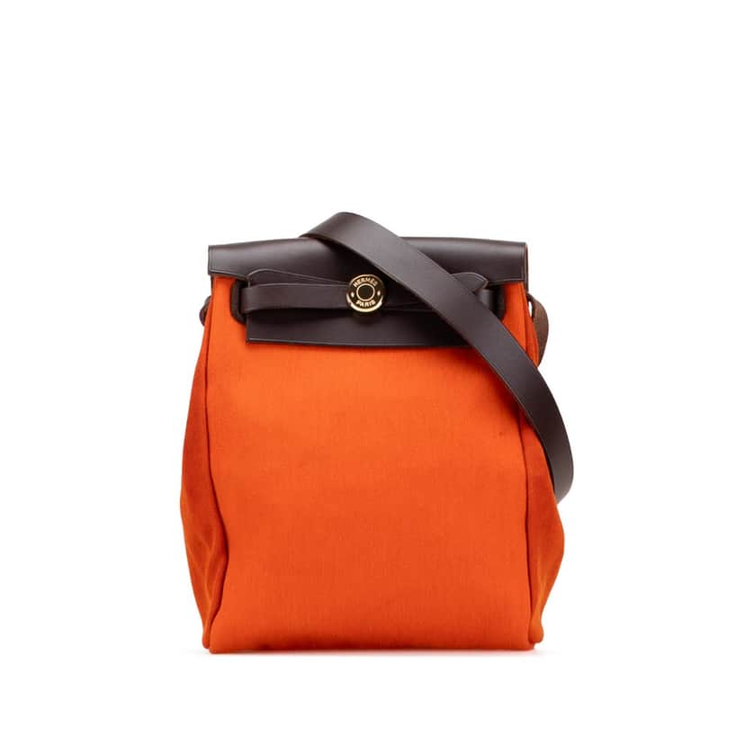 Hermès Toile Herbag TPM Orange Canvas Good condition - Front View