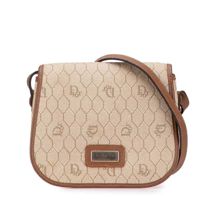 Dior Honeycomb Coated Canvas Crossbody Brown Canvas Good condition - Front View