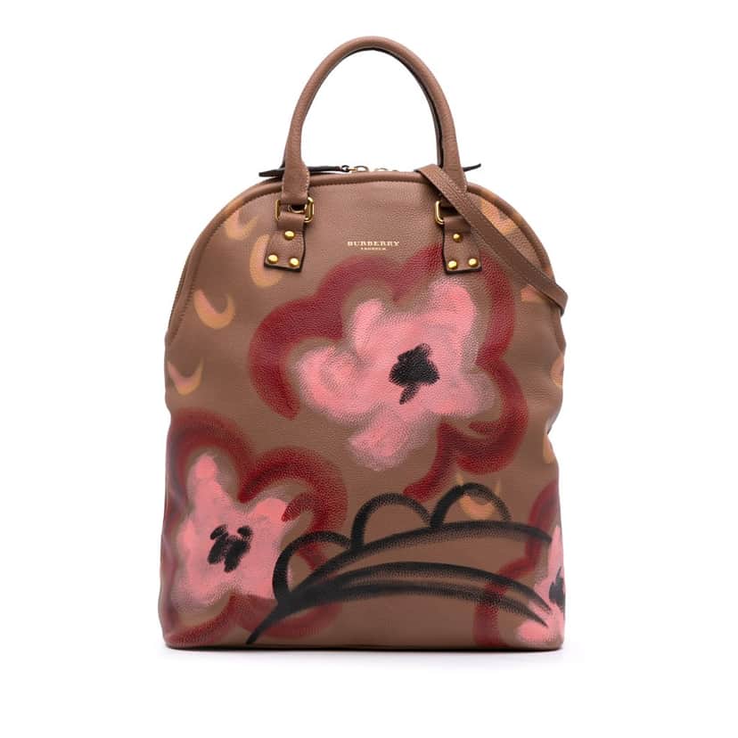 Burberry Prorsum Grained Calfskin Hand Painted Bloomsbury Satchel Brown Leather Good condition - Front View