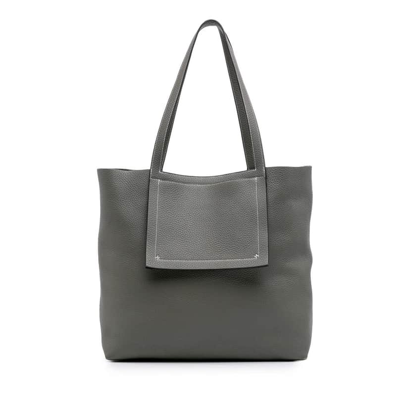 Hermès Taurillon Clemence Cabasellier 46 Grey Leather Good condition - Front View