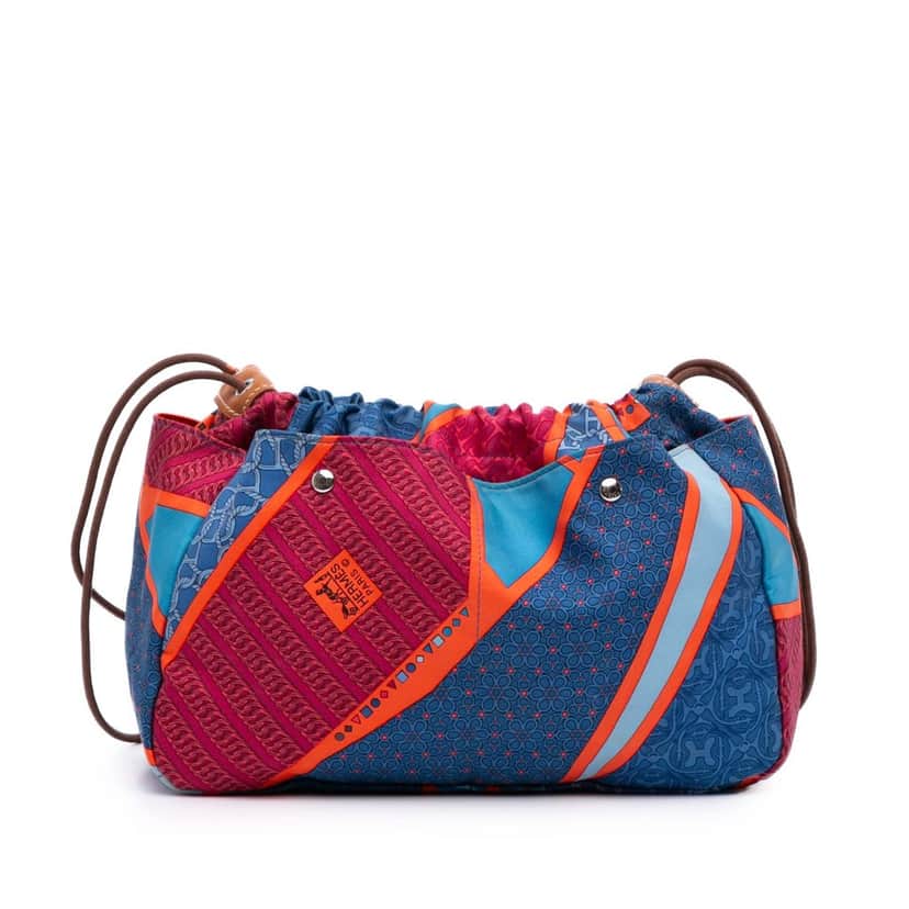 Hermès Silk Carre en Cravates Fourbi 25 Bag Insert Pouch Blue Silk Good condition - Front View