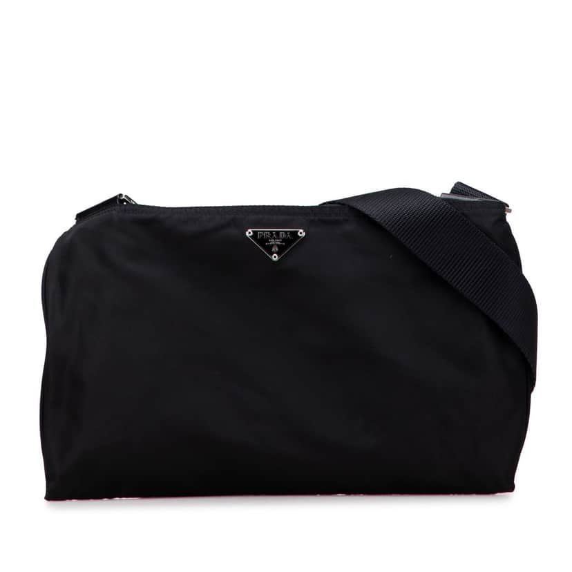 Prada Tessuto Zip Top Crossbody Black Good condition - Front View