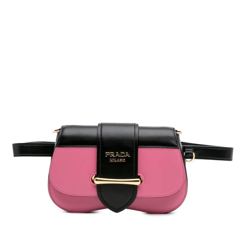 Prada City Calf Sidonie Convertible Belt Bag Pink Leather Good condition - Front View