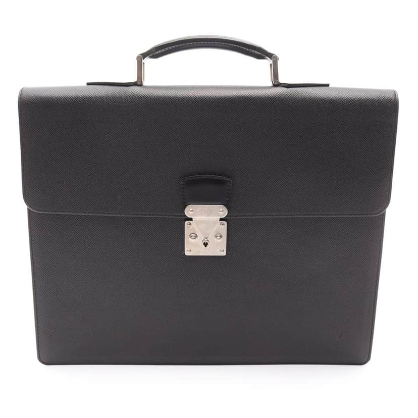 Louis Vuitton Taiga Moskova Briefcase Black Leather Good condition - Front View