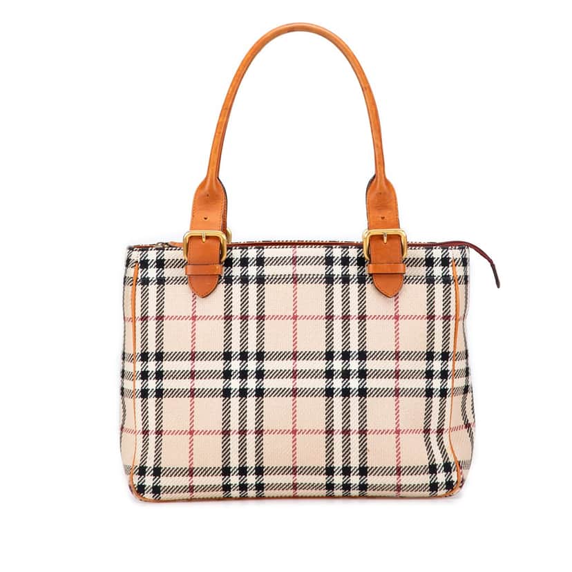 Burberry House Check Tweed Handbag Brown Tweed Good condition - Front View