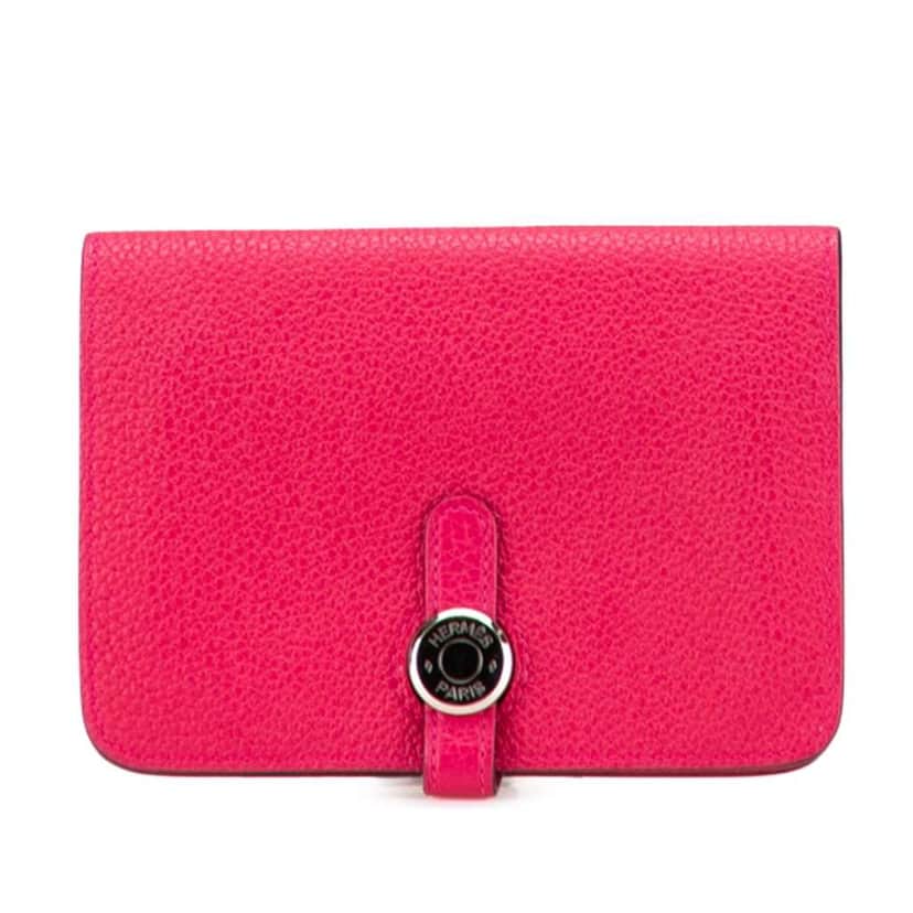 Hermès Togo Dogon Compact Wallet Pink Leather Good condition - Front View