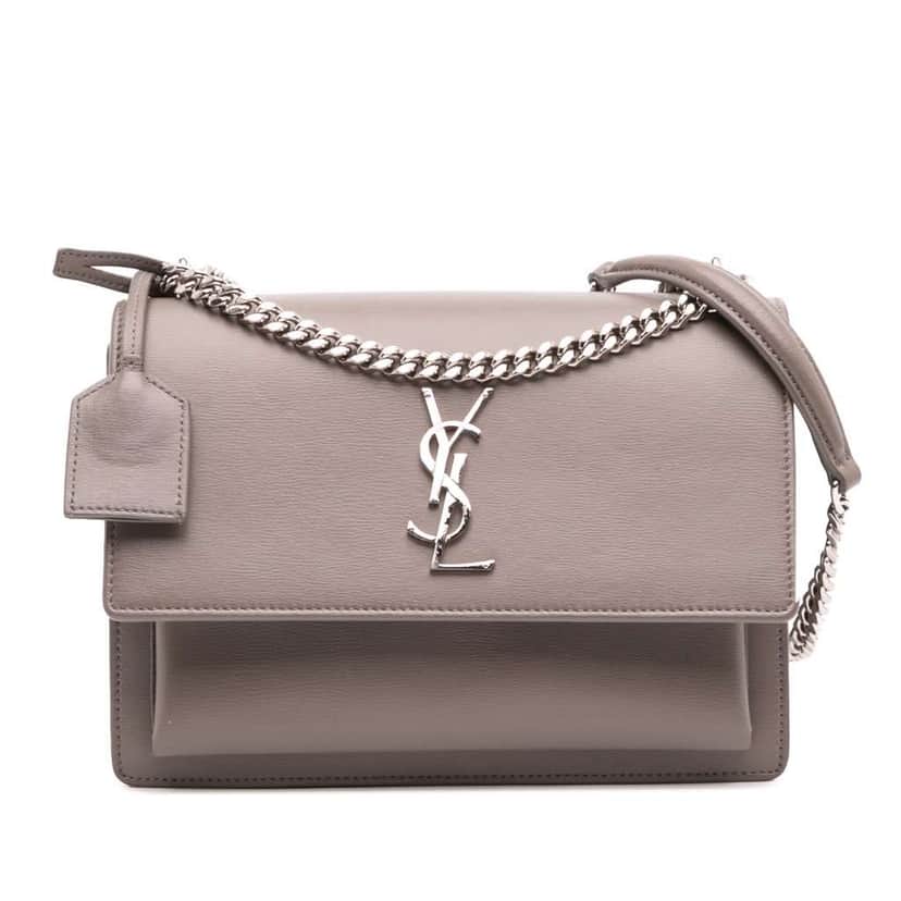 Saint Laurent Medium Leather Monogram Sunset Crossbody Grey Leather Good condition - Front View
