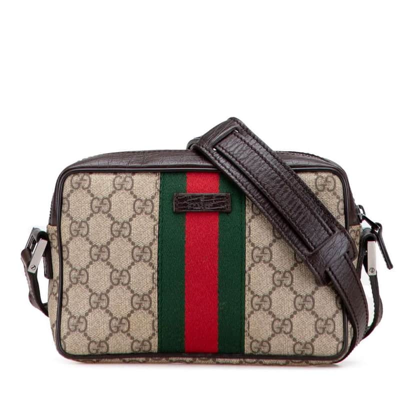 Gucci GG Supreme Web Crossbody Brown Canvas Good condition - Front View
