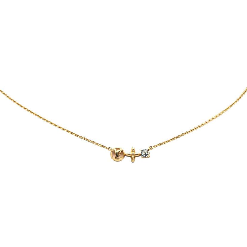 Louis Vuitton Gold Plated Petit Louis Necklace Gold Metal Good condition - Front View