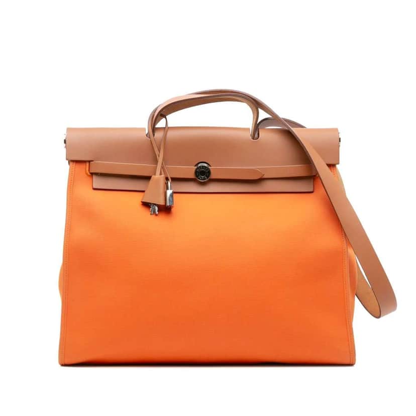 Hermès Toile Herbag Zip 39 Orange Canvas Good condition - Front View