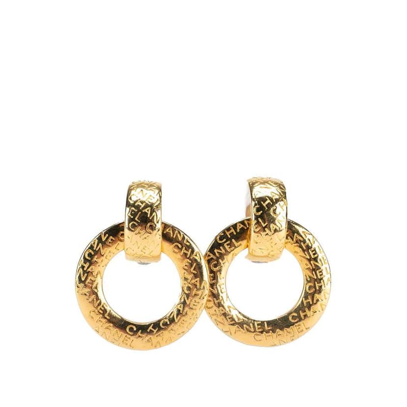 Chanel Gold Plated Door Knocker Clip On Earrings Gold Metal Good condition - Front View