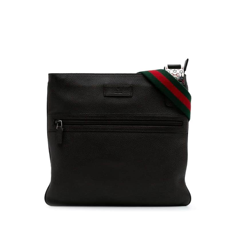 Gucci Leather Web Crossbody Black Leather Good condition - Front View
