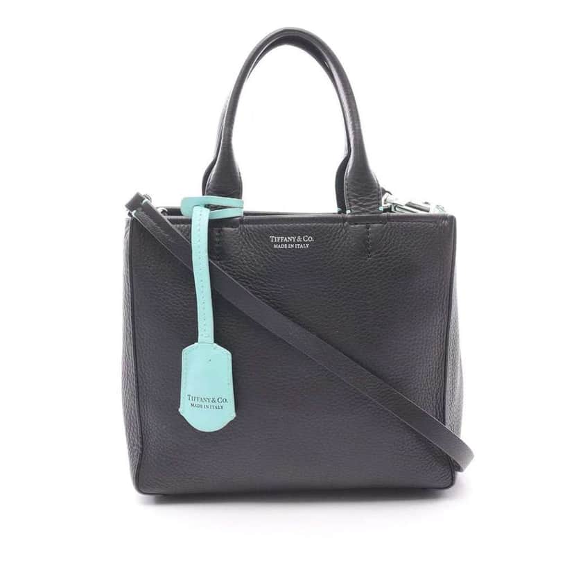 Tiffany & Co Micro Pebbled Calfskin Satchel Black Leather Good condition - Front View