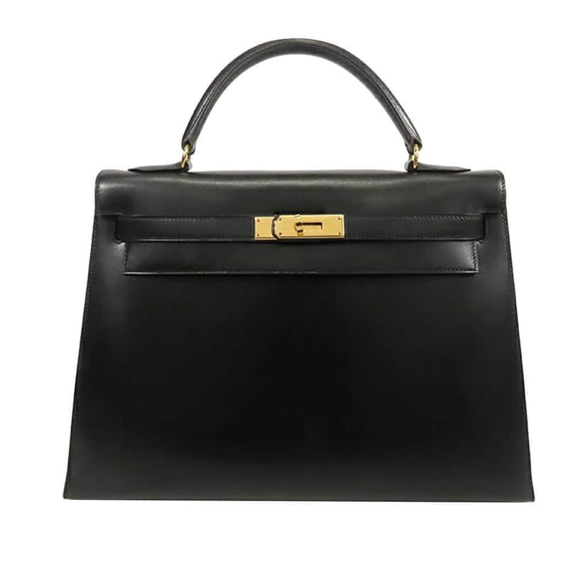 Hermès Box Calf Kelly Sellier 32 Black Leather Good condition - Front View