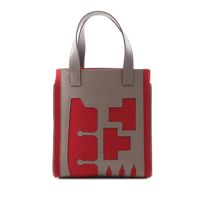 Hermès Epsom and Felt Petit H Skeleton Vertical Tote PM Grey Leather Good condition - Front View