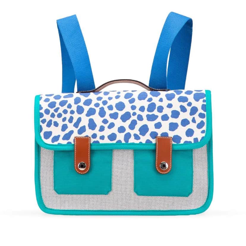 Hermès Toile and Barenia Childrens Jeux Dans La Jungle Backpack Blue Canvas Good condition - Front View