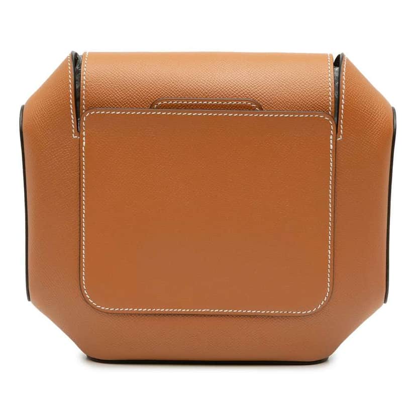 Hermès Epsom Octogone Clutch Brown Leather Good condition - Front View