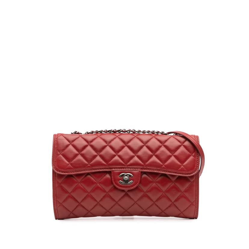 Chanel Medium Quilted Lambskin Citizen Flap Red Leather Good condition - Front View