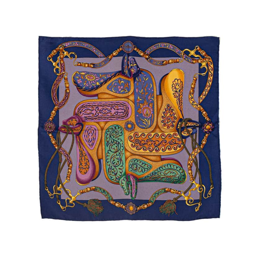 Hermès Carres Volants Silk Scarf Blue Silk Good condition - Front View