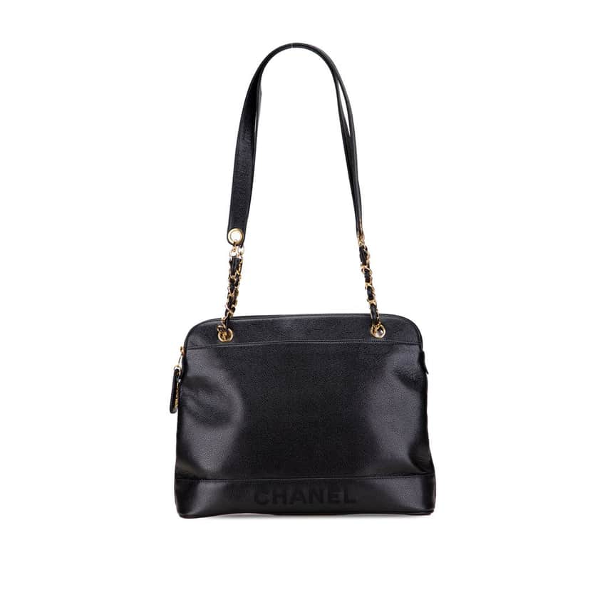 Chanel Caviar Logo Shoulder Bag Black Leather Very good condition - Front View