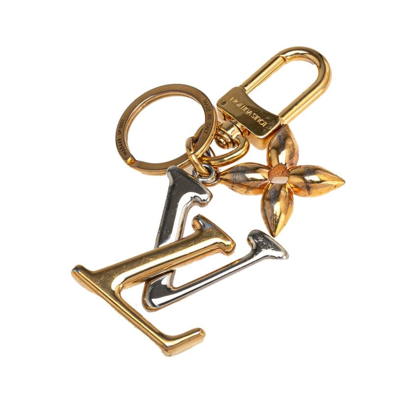 Louis Vuitton Gold Plated New Wave Key Ring and Bag Charm Gold Metal Good condition - Front View