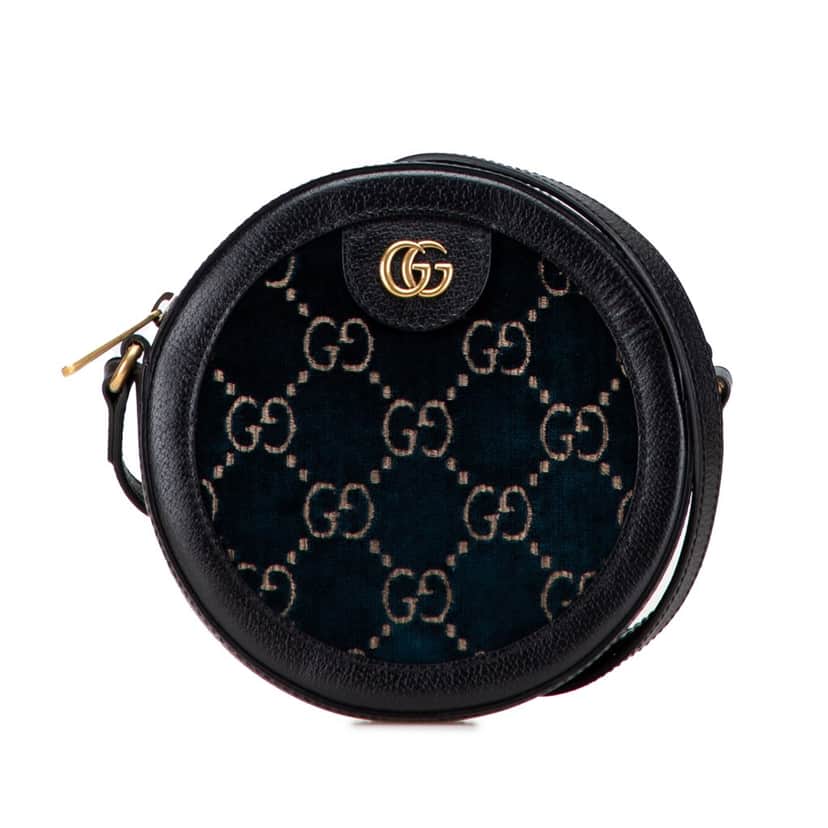 Gucci GG Marmont Velvet Round Crossbody Black Velvet Good condition - Front View