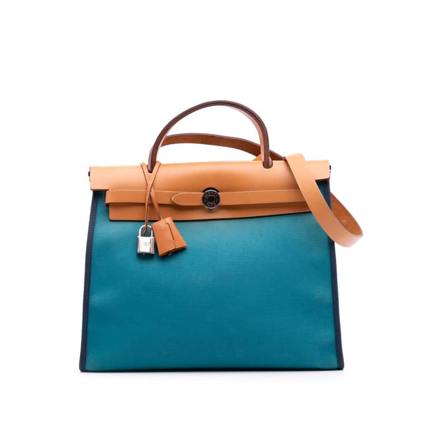 Hermès Toile Herbag Zip 31 Blue Canvas Good condition - Front View